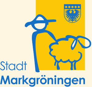 Stadtlogo Markgröningen - Schäfer mit Schaf und Schriftzug Stadt Markgröningen